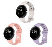 Confezione da 3 cinturini compatibili con Google Pixel Watch Band da donna e uomo, cinturini sportivi morbidi di ricambio per orologio Google Pixel Watch Active Band (Starlight e rosa e viola)