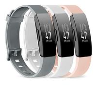 Confezione da 3 cinturini in silicone per Fitbit Inspire HR & Fitbit Inspire & Ace 2 di ricambio per donne e uomini piccoli (S: per polsi da 14 a 20,1 cm, bianco+rosa+grigio)