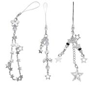 Confezione da 3 ciondoli a forma di stella per telefono, portachiavi, accessori per borsa, cinturino per telefono, gioielli in lega per amanti della moda, Y2k, catena e accessori decorativi