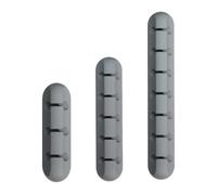 Confezione da 3 clip per cavi in silicone autoadesive, 3/5/7 slot grigio