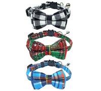 Confezione da 3 collari natalizi per gatti con campana e papillon morbidi