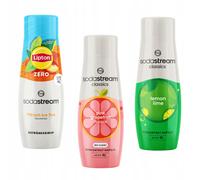 Confezione da 3 concentrati Sodastream: Tè freddo alla pesca Zero, Pompelmo, Lim