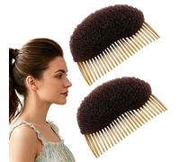 Confezione da 3 cuscinetti piccoli per capelli con pettine (marrone
