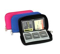 Confezione da 3 custodie per schede di memoria, custodia da trasporto adatta per micro SD, Mini SD e 4X CF, custodia a portafoglio per l'organizzazione dei supporti (nero, blu, rosa)