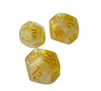 Confezione da 3 dadi colorati in resina per divinazione con finitura glitterata per giochi di ruolo mistici e guida per orientamento astrologico