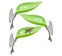 Confezione da 3 decorazioni a forma di foglia in plastica con ventose, piattaforma per habitat rana, decorazioni per rettili per terrario, accessori per acquario rane, decorazioni per terrario per