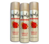 Confezione da 3 deodorante spray Impulse Vanilla Kisses deodorante, 3 x 75 ml