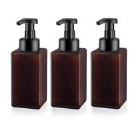Confezione da 3 dispenser di sapone in schiuma vuota, in plastica, ricaricabili, per shampoo, sapone liquido, lavaggio viso (marrone, 450 ml)