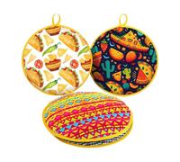 Confezione da 3 eleganti scalda tortillas in tessuto con motivo divertente e design su entrambi i lati per migliorare la decorazione della tavola borse in tessuto alla moda con disegni divertenti