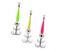 Confezione da 3 esche da pesca per seppie con ganci in acciaio inox e luce LED per un maggiore successo di cattura