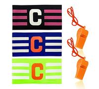 Confezione da 3 Fasce da Braccio da Calcio con 2 fischietti Arancioni, Attrezzi da Calcio, Accessori Sportivi di Squadra, Design Resistente alle Cadute, Unisex, Adatte per più Sport con la Palla