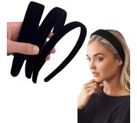 Confezione da 3 fasce di velluto dorato per donne, nere, fascia semplice per ragazze, fascia larga, media e sottile