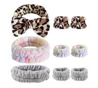 Confezione Da 3 Fasce Per Capelli E 3 Paia Di Braccialetti, Fasce Per Capelli Morbide In Peluche, Fasce Per La Pulizia Del Viso, Fasce Elastiche, Accessori Per La Cura Della Pelle