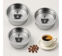 Confezione da 3 filtri caffè 51 mm in acciaio inox riutilizzabili per 1 2 e 4 tazze compatibili con caffettiere Cecotec Ufesa Delonghi Breville Portafiltro espresso ad alta pressione cestino
