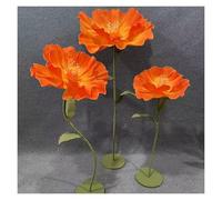Confezione Da 3 Fiori Artificiali Giganti Realistici For Matrimoni, Eventi E Decorazioni For La Casa. Rose In Schiuma EVA Di Alta Qualità Con Steli Pieghevoli E Robusta Base In Legno.(Orange)