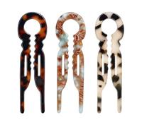 Confezione da 3 forcine per capelli francesi, forcine per capelli da donna, a forma di U, in acetato magico, forcine per chignon spessi, fini e lunghi, accessori per lo styling (3 leopardati ricurvi)