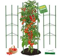 Confezione da 3 gabbie per pomodori, 130 cm, pali di supporto per piante di pomodoro resistenti, gabbie per pomodori da giardino e graticcio per verdure rampicanti, pomodori, peperoni e piante in vaso