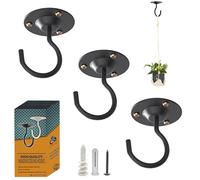 Confezione da 3 ganci da soffitto per fioriere, ganci da parete in metallo, staffe per lanterne in ferro, per mangiatoie per uccelli, campanelli a vento, fioriere (nero)