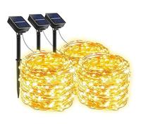 Confezione da 3 ghirlande per esterni solari, luci da giardino completamente 2m+10m100LED;10cm/LED;8 modalità cambianti + IP65, catena di luci decorazione per terrazza, feste, matrimoni, cortili,