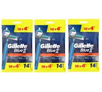 (CONFEZIONE DA 3) GILLETTE BLUE II. PIÙ RASOIO USA E GETTA DA UOMO 10+4