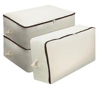 Confezione da 3, grandi sacchetti riutilizzabili in 100% cotone canvas morbidi per guardaroba, armadio, organizer per armadio nella camera da letto, dormitorio universitario, Beige
