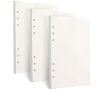 Confezione da 3 inserti di carta A5, fogli sfusi a 6 fori, ricariche per quaderni perforati per raccoglitore ricaricabile a 6 anelli, 80 fogli/160 pagine, 100 g/m², bianco, 14,7 x 20,3 cm