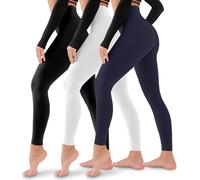 Confezione da 3 leggings da donna, senza trasparenza, a vita alta, per il controllo della pancia, Assortiti15, Small/Medium
