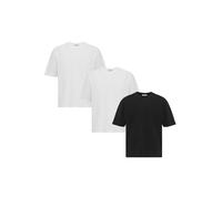 Confezione da 3 magliette oversize, classica maglietta basic in cotone, a maniche corte, girocollo, ideali per tutti i giorni, il tempo libero e lo streetwear, 2 x bianco/1 x nero, M