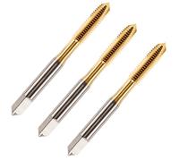 Confezione da 3 maschi a spirale M5 x 0,8 HSS M2 con rivestimento in titanio (TiN), filettatura da 5 mm. Maschio metrico a mano/macchina, filettatura metrica grossa, per maschiatura fori passanti