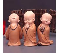 Confezione da 3 mini statuette di Buddha, statua di Buddha in resina, monaco zen che prega, statuine per meditazione, scultura di Buddha, ricchezza, buona fortuna, Feng Shui, decorazione per casa