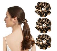 Confezione da 3 morbidi elastici per capelli, motivo leopardato, in raso, grandi elastici per coda di cavallo, con elastici per capelli spessi, sottili e ricci, accessori per coda di cavallo