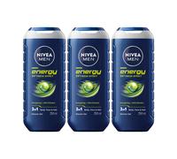 Confezione da 3 NIVEA MEN Energy Gel Doccia Estratto di Menta 250ml Corpo...