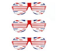 Confezione da 3 occhiali da sole con bandiera del Regno Unito, colore rosso, bianco e blu, per adulti, uomini e donne, Gran Bretagna, Commonwealth Street Party