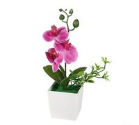 Confezione da 3 orchidee Phalaenopsis artificiali in vaso, fiori di orchidea farfalla realistici, per casa, ufficio, matrimonio, composizione floreale in plastica a bassa manutenzione, 26 cm (viola)