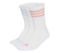 adidas Unisex - Adulto 3Stripes Cushioned Sportswear Crew Socks 3 Pair Pack Socks, white/Semi Frozen Turbo/clear mint/Frozen Purple, L