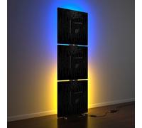 Confezione da 3 pannelli acustici "WAVE" con supporto per lampada da terra RGB | 150 x 50 x 5 cm | Supporto acustico retroilluminato a LED | Assorbimento acustico e diffusione | Colore piastra HDF: