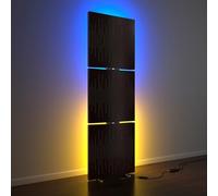 Confezione da 3 pannelli acustici "WAVE" con supporto per lampada da terra RGB | 150 x 50 x 5 cm | Supporto acustico retroilluminato a LED | Assorbimento acustico e diffusione | Colore piastra HDF: