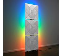 Confezione da 3 pannelli acustici "WILDS" con supporto per lampada da terra RGB | 150 x 50 x 5 cm | Supporto acustico retroilluminato a LED | Assorbimento acustico e diffusione | Colore piastra HDF: