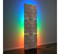 Confezione da 3 pannelli acustici "WILDS" con supporto per lampada da terra RGB, 150 x 50 x 5 cm, supporto acustico retroilluminato a LED, assorbimento acustico e diffusione, colore piastra HDF:
