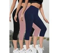 Confezione da 3 pantaloni Capri super morbidi da donna, non trasparenti per allenamento, corsa, yoga, atletica.