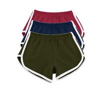 Confezione da 3 pantaloni corti da donna per yoga, danza, atletica, ciclismo, escursionismo, sport, leggeri, comodi, traspiranti, pantaloni da pigiama, Beige, L