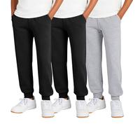 Confezione da 3 pantaloni da allenamento per bambini, pantaloni da jogging per ragazze, pantaloni sportivi e fitness, tinta unita, comodi da corsa, con coulisse, pantaloni da jogging con tasche