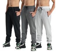 Confezione da 3 pantaloni da jogging, pantaloni per il tempo libero, elasticizzati, comodi, per il tempo libero, autunno e inverno, #3se-Black/Dark Grey/Light Grey, 134/140 cm