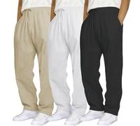 Confezione da 3 pantaloni della tuta da uomo con coulisse elastica in vita, gamba dritta, casual, corsa, palestra, atletica, viaggi, coulisse, per palestra, motociclista e corsa, H, S