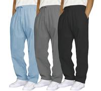 Confezione da 3 pantaloni della tuta da uomo con coulisse elastica in vita, gamba dritta, casual, corsa, palestra, atletica, viaggi, coulisse, per palestra, motociclista e corsa, F, XL