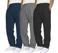 Confezione da 3 pantaloni della tuta da uomo con coulisse elastica in vita, gamba dritta, casual, corsa, palestra, atletica, viaggi, coulisse, per palestra, motociclista e corsa, D, M