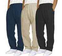 Confezione da 3 pantaloni della tuta da uomo con coulisse elastica in vita, gamba dritta, casual, corsa, palestra, atletica, viaggi, coulisse, per palestra, motociclista e corsa, I, M