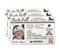 Confezione da 3 patenti di guida di Babbo Natale, carta d'identità con slitta perduta di Babbo Natale, licenza di volo al Polo Nord, per la vigilia di Natale, ornamenti decorativi da appendere