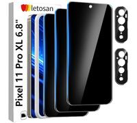 Confezione da 3 pellicole protettive per la privacy in vetro temperato per Google Pixel 11 Pro XL + 2 pellicole protettive per obiettivo della fotocamera, anti spia a 25°, durezza 9H, sblocco delle