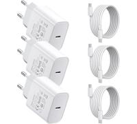 Confezione da 3 pezzi: adattatore USB C da 25 W, caricatore rapido PD3.0 maschio tipo C, universale, alimentatore di rete USB C, con cavo da 2 m, compatibile con iPhone17/16/15/14/13, GalaxyS25/S24